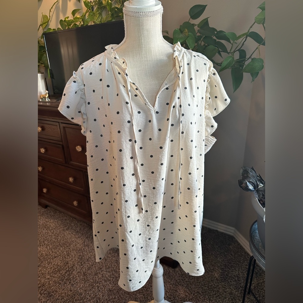 Elegant White Polka Dot Blouse